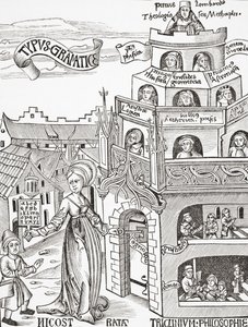 Allegorical Composition Representing the Different Degrees of University Teaching, Facsimile Illustration of a Wood Engraving from the 